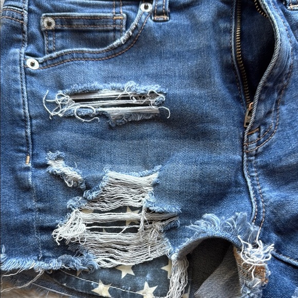 American Eagle Blue Distressed Jean Shorts - Picture 5 of 5